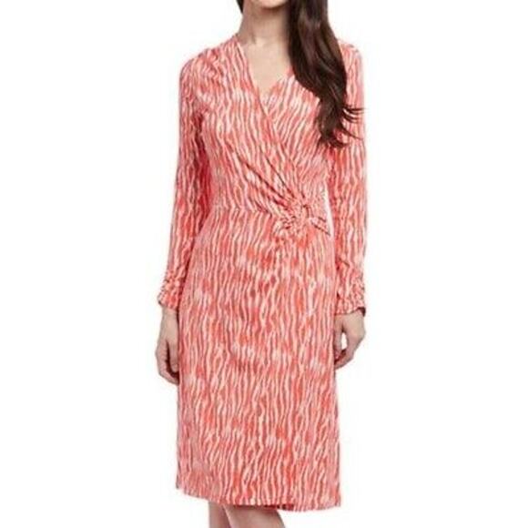 Pendleton Breezeway Dress Faux Wrap Ikat Coral Pink White Spring Summer Size M - Picture 1 of 16